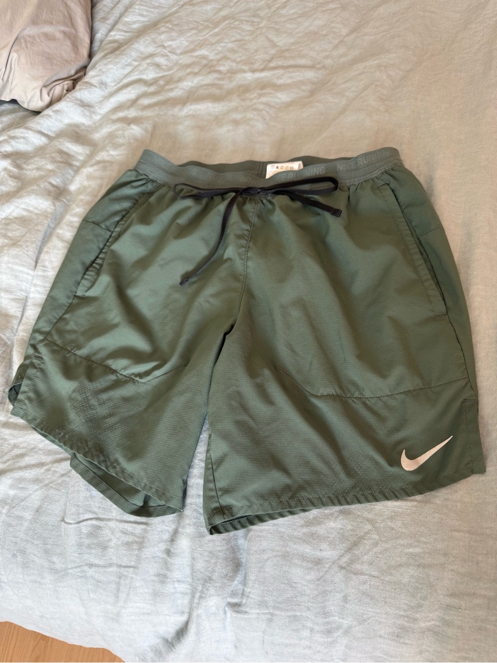 Nike Stride Olive Green Running Shorts